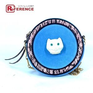 Gucci Pochette Elf Cat Head Crossbody Chain Bag Suede Python Blue